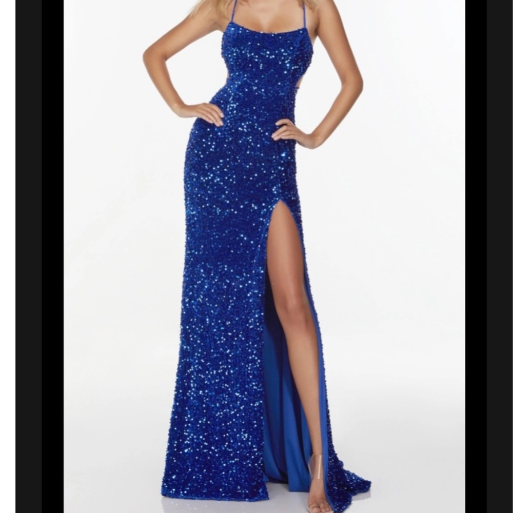 Blue Sequin Dress with Slit (S)